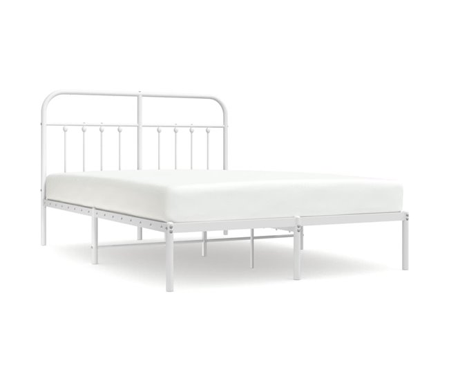 Conforama Estructura de cama de metal con cabecero blanca 150x200 cm con cabecero
