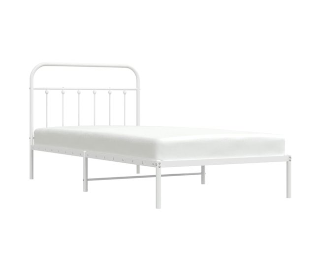Conforama Estructura De Cama De Metal Con Cabecero Blanco 107x203 Cm Con Cabecero