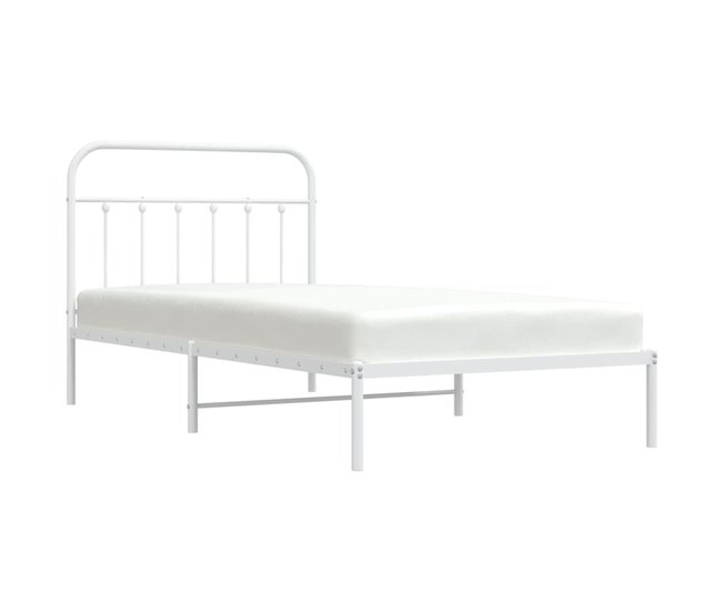 Conforama Estructura De Cama De Metal Con Cabecero Blanco 100x200 Cm Con Cabecero