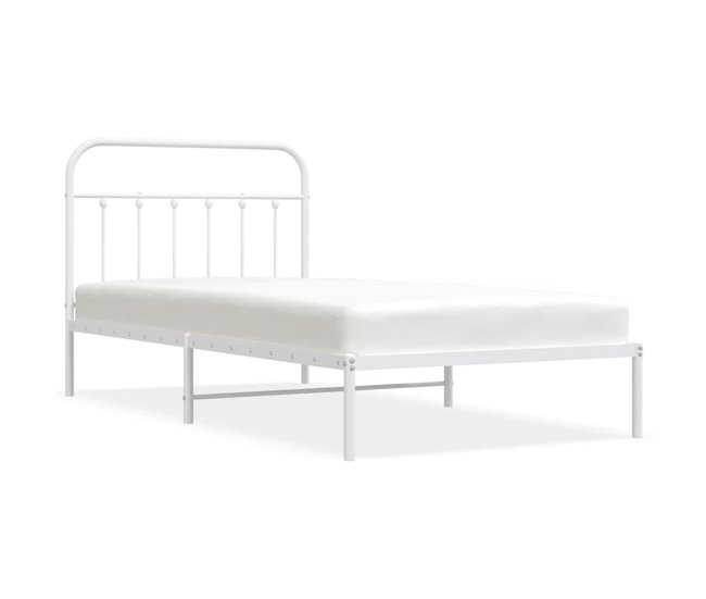 Conforama Estructura De Cama De Metal Con Cabecero Blanco 100x200 Cm Con Cabecero