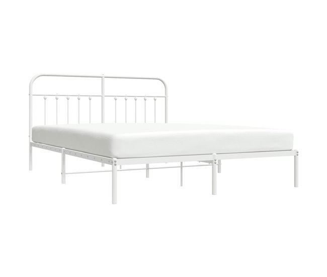 Conforama Estructura De Cama De Metal Con Cabecero Blanco 183x213 Cm Con Cabecero