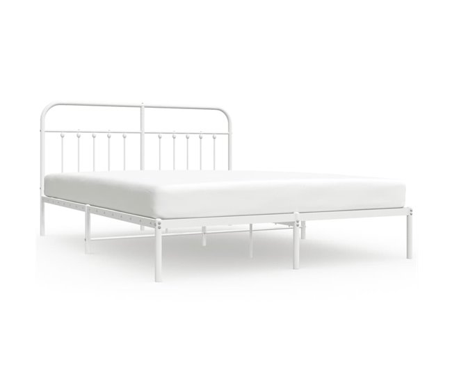 Conforama Estructura de cama de metal con cabecero blanco 183x213 cm con cabecero