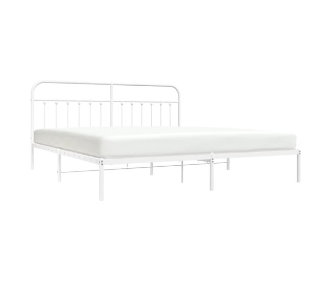 Conforama Estructura De Cama De Metal Con Cabecero Blanco 193x203 Cm Con Cabecero