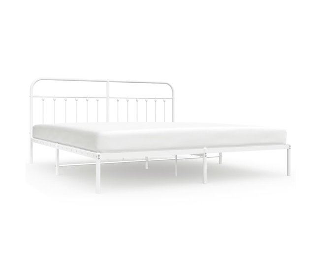 Conforama Estructura De Cama De Metal Con Cabecero Blanco 193x203 Cm Con Cabecero