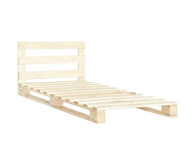 Conforama Estructura de cama de palés madera maciza de pino 90x200 cm