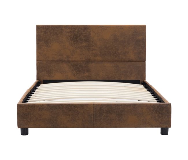Conforama Estructura De Cama De Piel De Ante Artificial Marrón 90x200 Cm