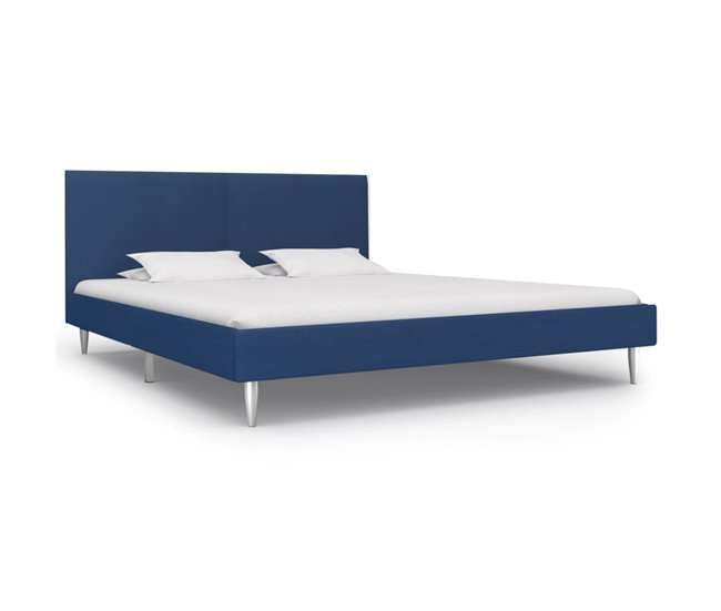 Conforama Estructura De Cama De Tela Azul 180x200 Cm