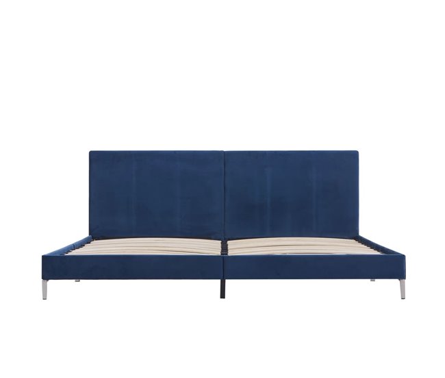Conforama Estructura De Cama De Tela Azul 180x200 Cm