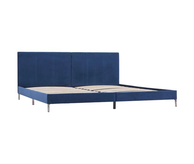 Conforama Estructura de cama de tela azul 180x200 cm
