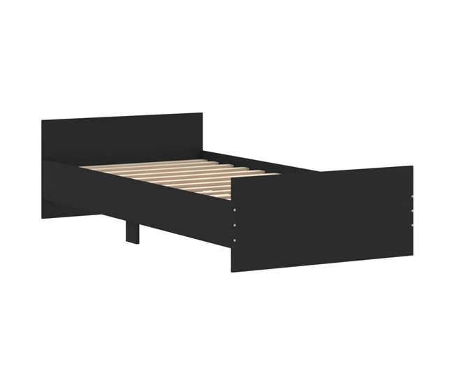 Conforama Estructura De Cama Madera Contrachapada Negra 90x190 Cm