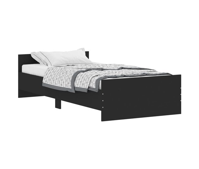 Conforama Estructura de cama madera contrachapada negra 90x190 cm