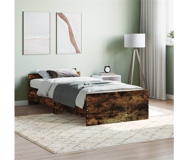 Conforama Estructura De Cama Madera Contrachapada Roble Humo 100x200 Cm