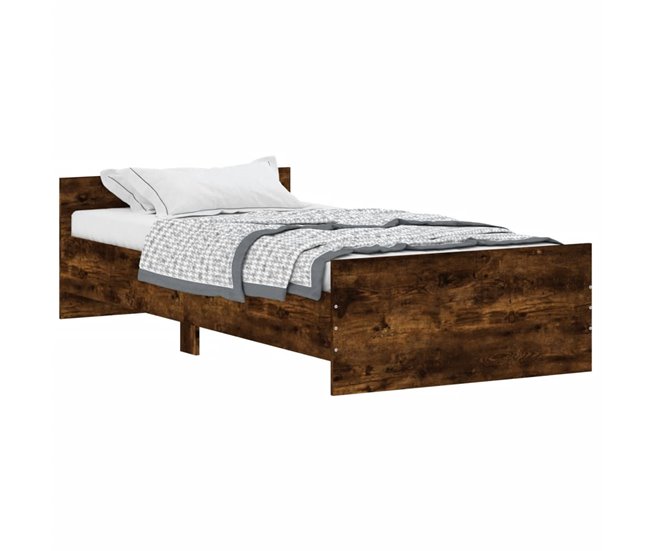 Conforama Estructura de cama madera contrachapada roble humo 100x200 cm