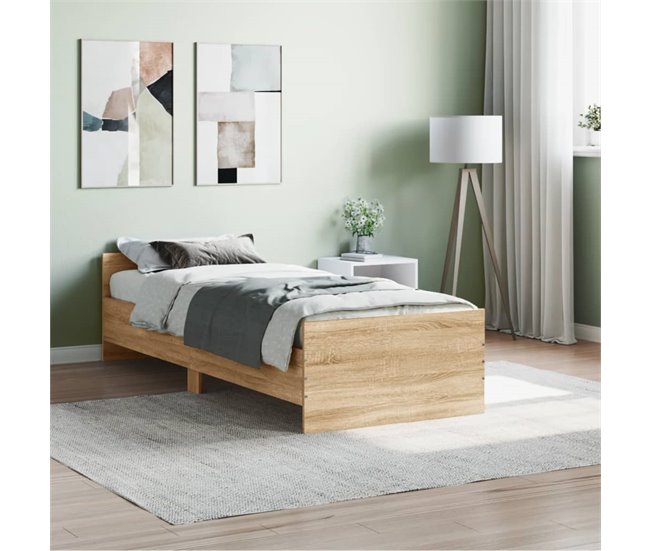 Conforama Estructura De Cama Madera De Ingenieria Sonoma Roble 75x190 Cm