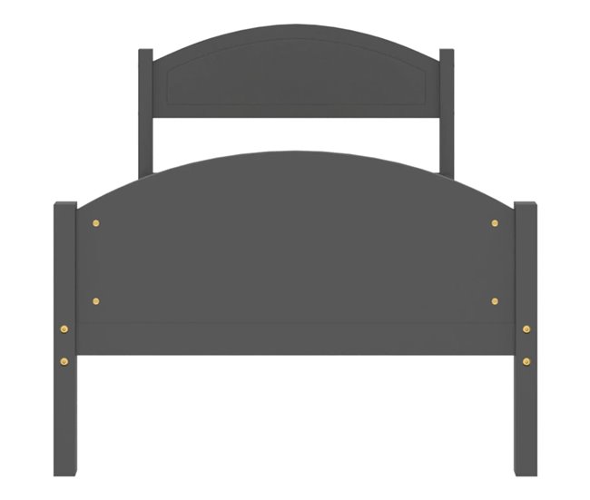 Conforama Estructura De Cama Madera Maciza De Pino Gris Oscuro 100x200 Cm