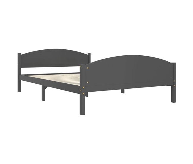 Conforama Estructura De Cama Madera Maciza De Pino Gris Oscuro 140x200 Cm