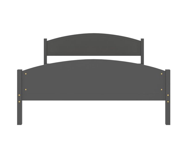 Conforama Estructura De Cama Madera Maciza De Pino Gris Oscuro 140x200 Cm