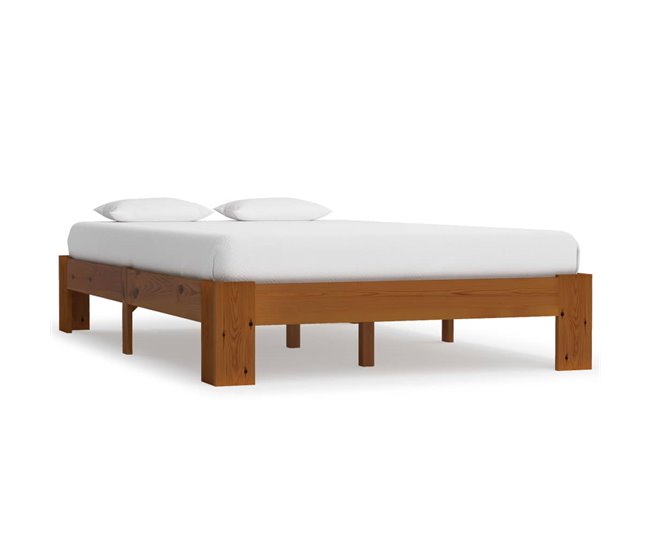 Conforama Estructura De Cama Madera Maciza Pino Marrón Claro 120x200 Cm