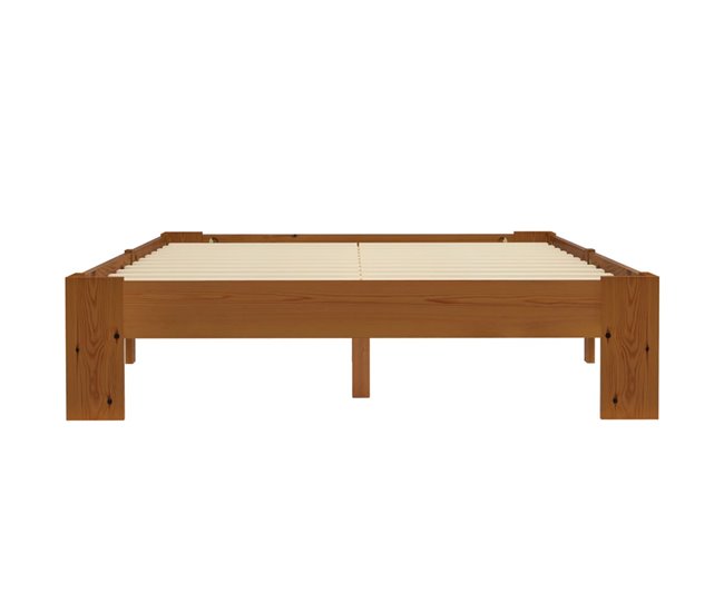 Conforama Estructura De Cama Madera Maciza Pino Marrón Claro 120x200 Cm