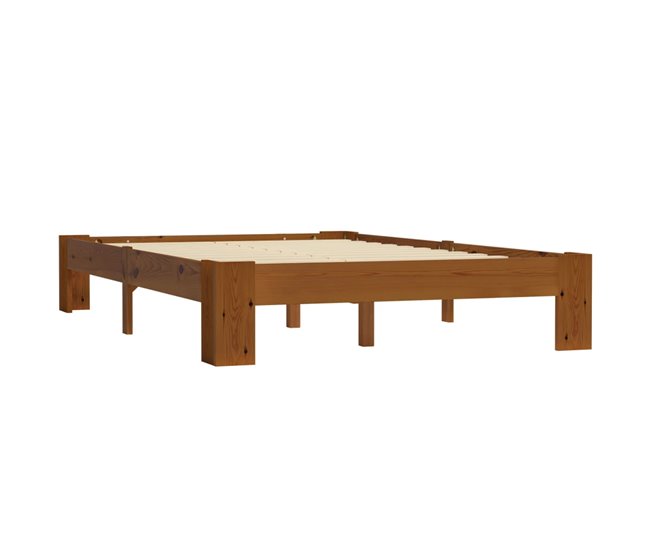 Conforama Estructura De Cama Madera Maciza Pino Marrón Claro 120x200 Cm
