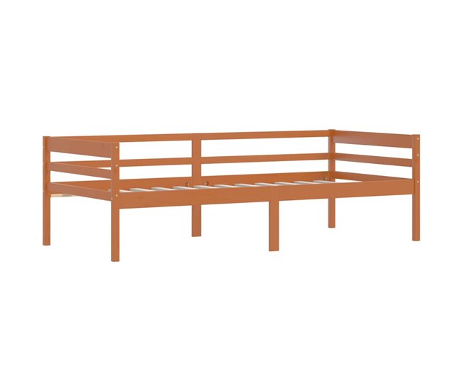 Conforama Estructura De Cama Madera Maciza Pino Marrón Miel 90x200 Cm