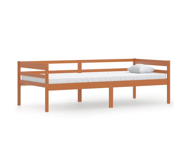 Conforama Estructura de cama madera maciza pino marrón miel 90x200 cm