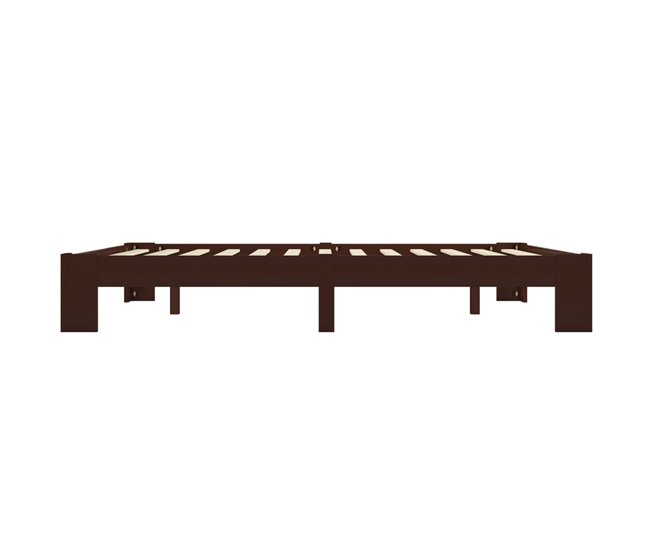 Conforama Estructura De Cama Madera Maciza Pino Marrón Oscuro 160x200 Cm