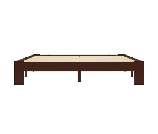 Conforama Estructura De Cama Madera Maciza Pino Marrón Oscuro 160x200 Cm