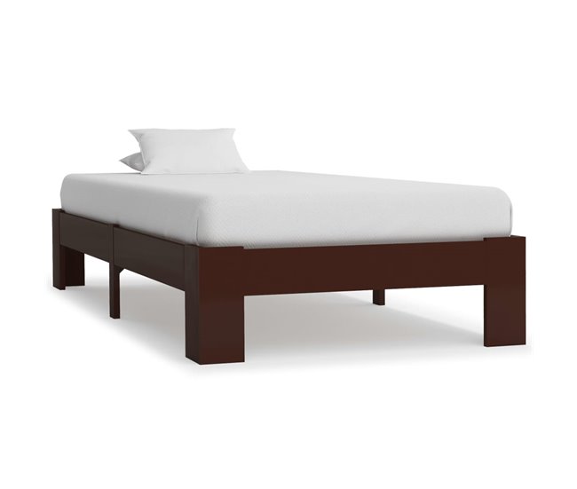 Conforama Estructura De Cama Madera Maciza Pino Marrón Oscuro 100x200 Cm