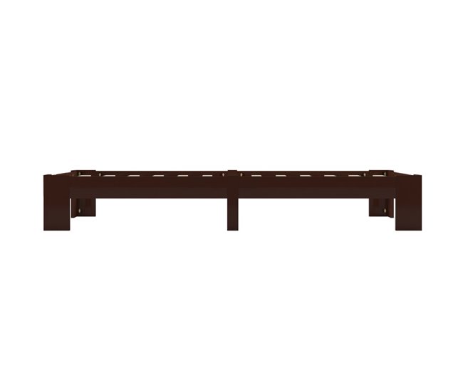 Conforama Estructura De Cama Madera Maciza Pino Marrón Oscuro 100x200 Cm