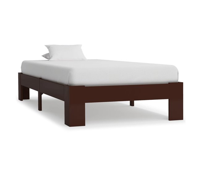 Conforama Estructura De Cama Madera Maciza Pino Marrón Oscuro 90x200 Cm
