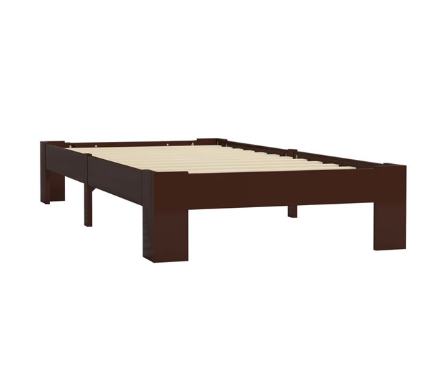 Conforama Estructura De Cama Madera Maciza Pino Marrón Oscuro 90x200 Cm