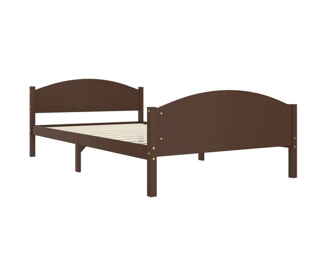 Conforama Estructura De Cama Madera Maciza Pino Marrón Oscuro 120x200 Cm
