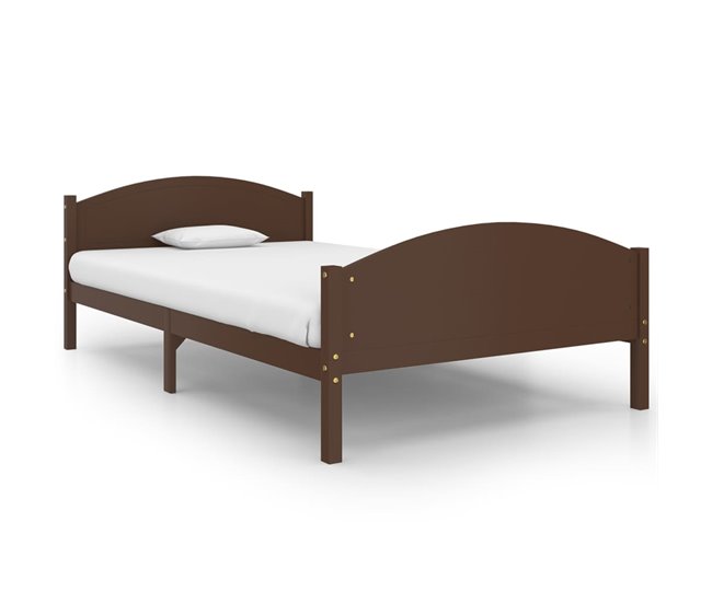 Conforama Estructura De Cama Madera Maciza Pino Marrón Oscuro 120x200 Cm