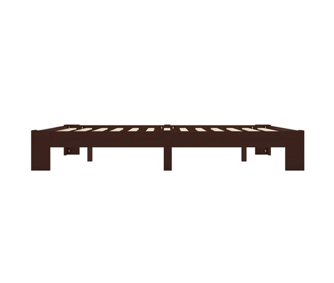Conforama Estructura De Cama Madera Maciza Pino Marrón Oscuro 180x200 Cm