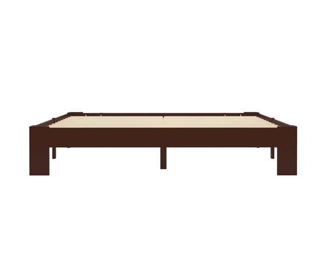 Conforama Estructura De Cama Madera Maciza Pino Marrón Oscuro 180x200 Cm