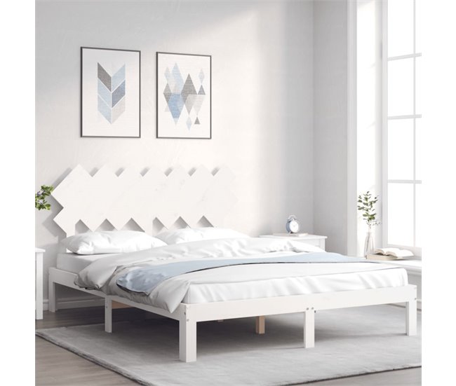 Conforama Estructura De Cama Matrimonio Con Cabecero Madera Maciza Blanco