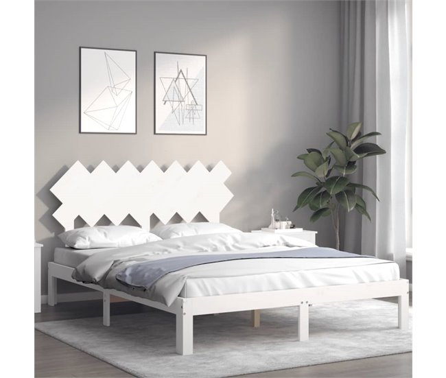 Conforama Estructura De Cama Matrimonio Con Cabecero Madera Maciza Blanco
