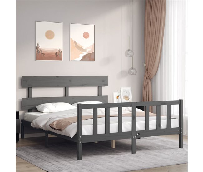 Conforama Estructura De Cama Matrimonio Con Cabecero Madera Maciza Gris Con Cabecero Y Pie De Cama