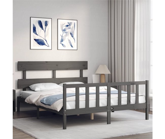 Conforama Estructura De Cama Matrimonio Con Cabecero Madera Maciza Gris Con Cabecero Y Pie De Cama