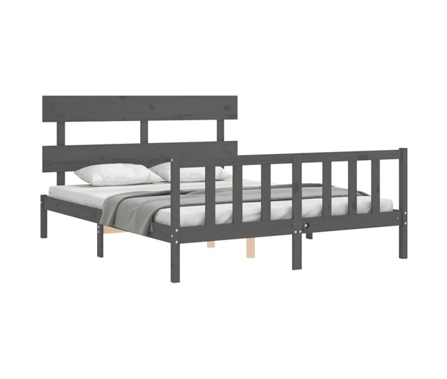 Conforama Estructura De Cama Matrimonio Con Cabecero Madera Maciza Gris Con Cabecero Y Pie De Cama