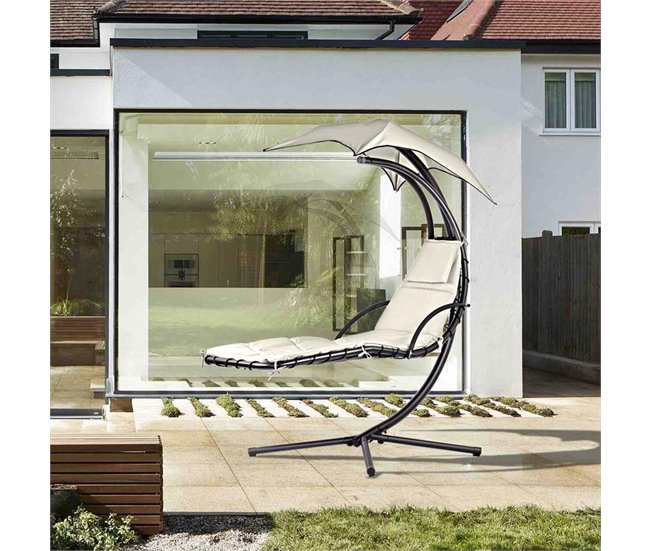 Conforama Fauteuil Suspendu Avec Revêtement Et Coussins En Métal Beige