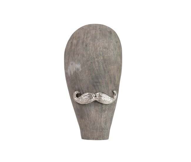 Conforama Figura Cabeza Aluminio Madera Mango 15x8x28 Cm