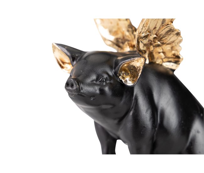 Conforama Figura Cerdo C/ Alas Decoracion Resina 15x14x32 Cm