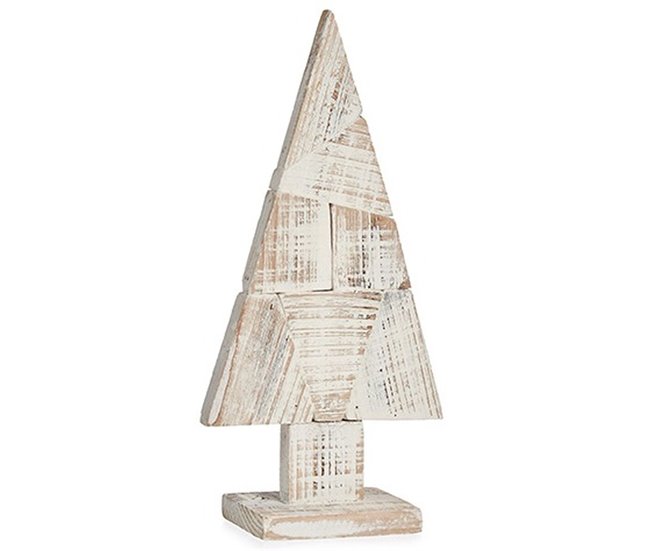 Conforama Figura Decorativa Árbol De Navidad Blanco Natural Madera 9 X 41 5 X 20 Cm (12 Unidades)