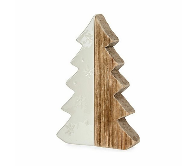 Conforama Figura Decorativa Árbol De Navidad Blanco Natural Madera Cerámica 3 X 21 X 14 Cm (6 Unidades)