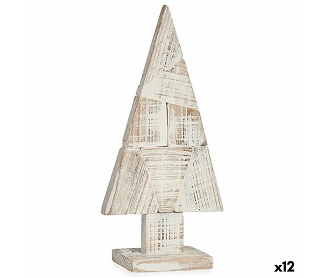 Conforama Figura Decorativa Árbol de Navidad Blanco Natural Madera 9 x 41 5 x 20 cm (12 Unidades)