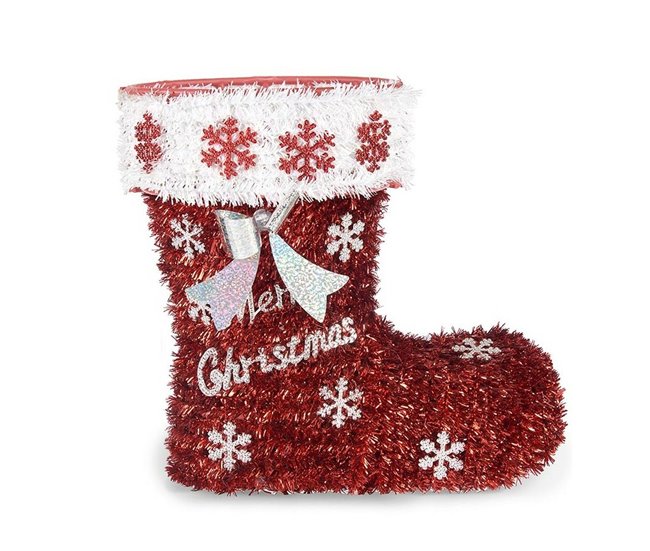 Conforama Figura Decorativa Bota Espumillón Blanco Rojo Polipropileno PET 26 X 27 X 14 Cm (8 Unidades)