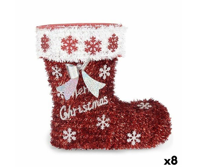 Conforama Figura Decorativa Bota Espumillón Blanco Rojo Polipropileno PET 26 x 27 x 14 cm (8 Unidades)