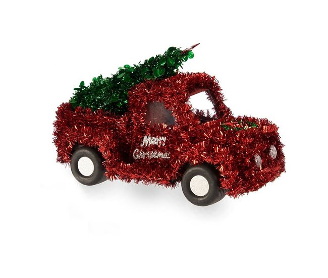 Conforama Figura Decorativa Camioneta Espumillón Rojo Verde Polipropileno PET 15 X 18 X 27 Cm (8 Unidades)